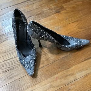 Vintage Gray tweed bcbg 10b pointy toed stiletto heels